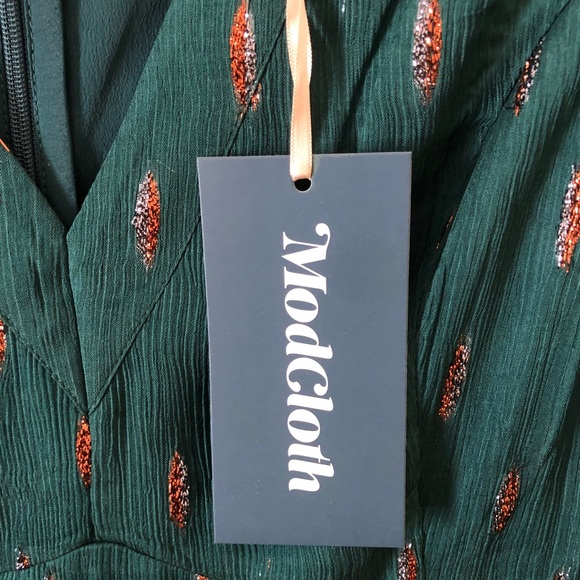 Modcloth Enchanting Evening Maxi Dress NWT Emerald Green and Gold Floor Length - Picture 10 of 16